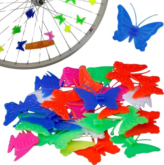 Fiets Spaakkralen Vlinders & Vissen - 26 Stuks - Fietskralen Kleuren - Kinderfiets Spaakkralen Vlinder - Kralen Fiets Kinderen - Spaak Reflectoren - Spaak Versiering van Sharplace