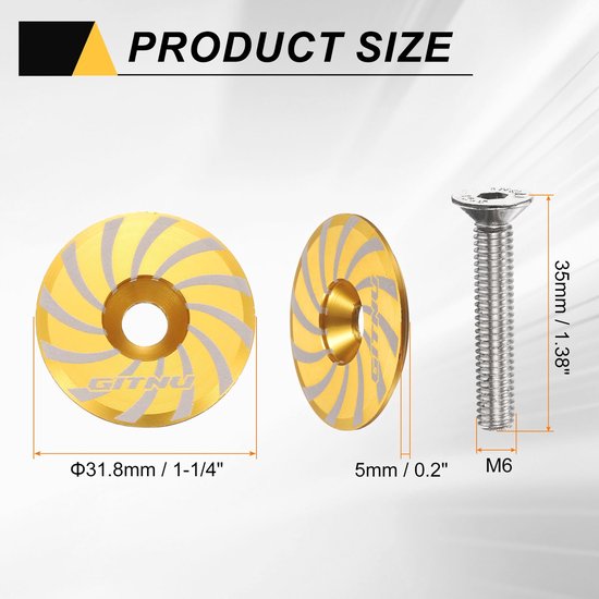 Fiets Steuersatz-Oberkappe 31,8 mm Aluminium met Schroef Goldkleurig