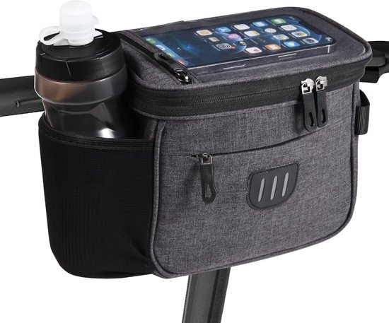Fiets Stuur Tas - Fiets Voorzak Met Schouderriem - Waterdicht Transparant Vak Voor Telefoon - Grote Opbergruimte Voor Dagelijkse Rit - 6.5 Inch Duurzaam Nylon Materiaal - 1 Stuk Inclusief Verstelbare Riem - Geschikt Voor E-Bike Scooter En Stadfiets