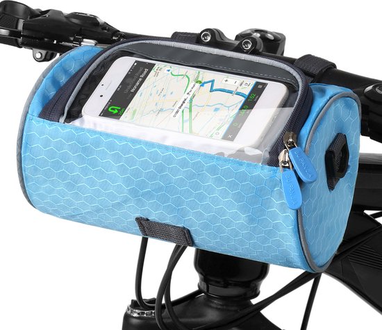 Fiets Stuurtas Met Telefoonhouder - Stuurtas voor Fiets - Afneembaar - Met Reflectie materiaal - Telefoon Fiets Tas - Blauw - LOUZIR van LOUZIR