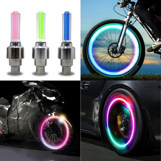 Fiets ventiel LED lampjes blauw 2 stuks
