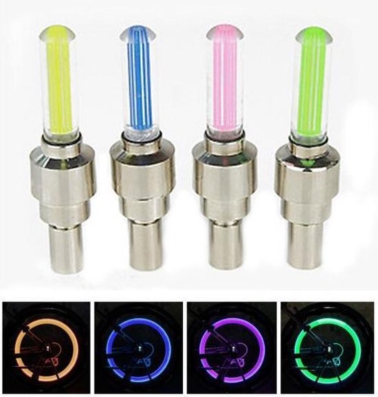 Fiets ventiel verlichting - 2 x Roze - LED fiets verlichting - Ventiel verlicht Fiets - Licht flitslampen - Wiel Ventieldopje Licht