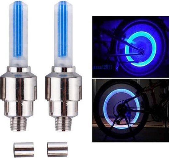 Fiets Ventiel Verlichting  Blauw 2 x