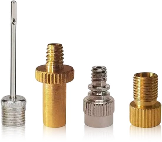 Fiets ventieladapter kit - 4-delig - voor balpomp, fiets, auto - universeel - opblazen - sporters - zwart - standaardformaat - 4 stuks