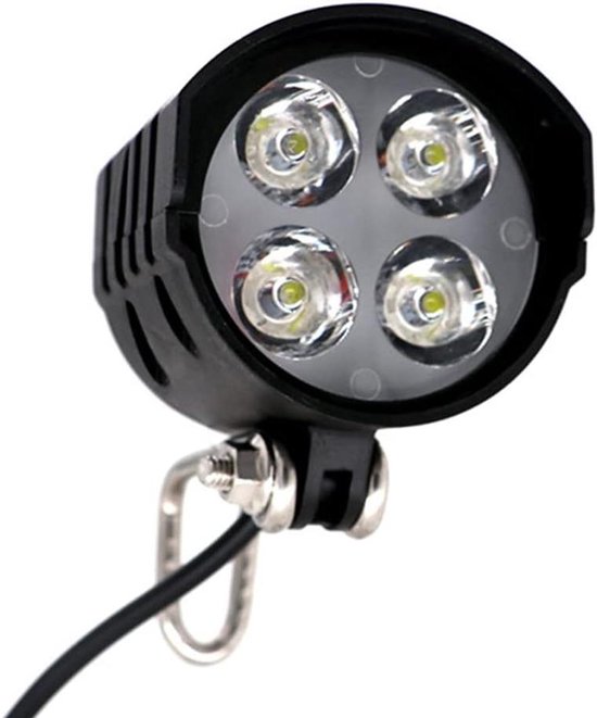 Fiets Voorlamp met Toeter - Scooter Verlichting - Veilig Fietsen - 4 LED Lampen - 12V-80V Universeel - Zwart