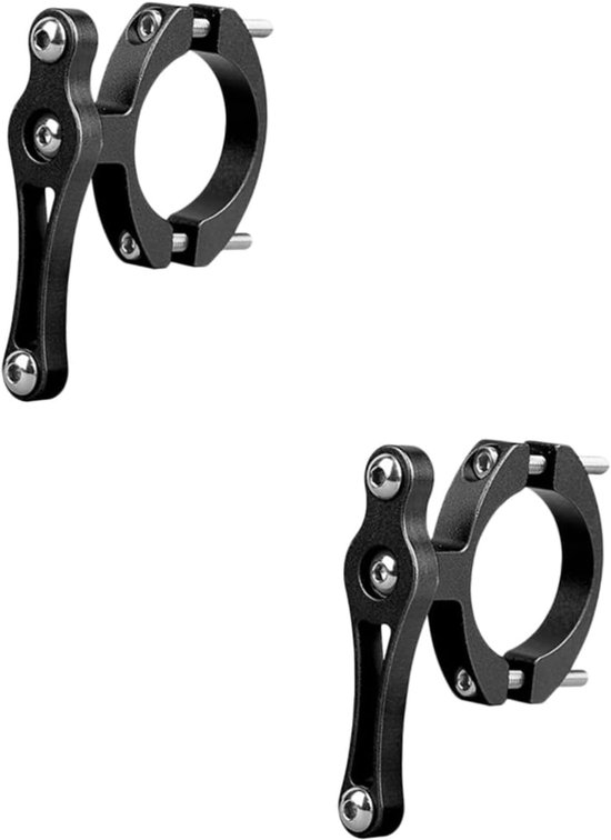 Fiets Waterfles Houder Adapter - Fiets Bidonhouder Adapter - Set van 2 - Universele Klem voor Stuur en Zadelpen - Verstelbare Aluminium Montagebeugel - Zwart