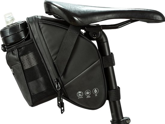 Fiets zadeltas 15 liter waterdicht krasbestendig - reflecterende racefiets zadeltas met flessenhouder van Merkloos