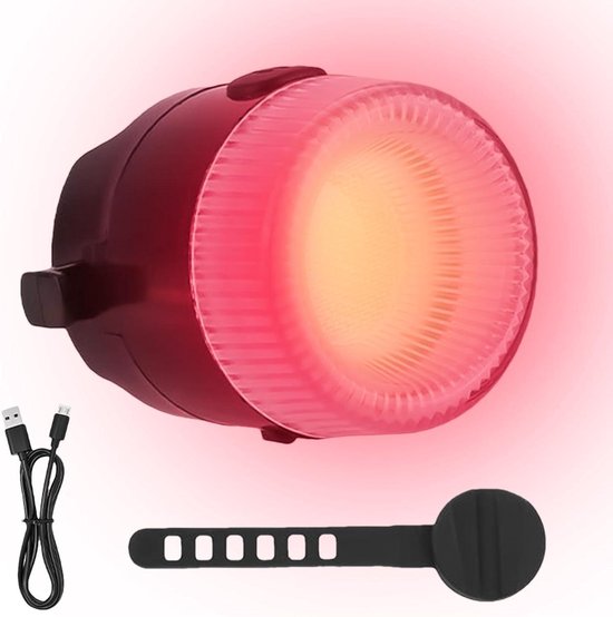 Fietsachterlicht - Fietslamp Achter - Veilig Fietsen - Slimme Remfunctie - 4.5x4.1x4.1 cm - Rood