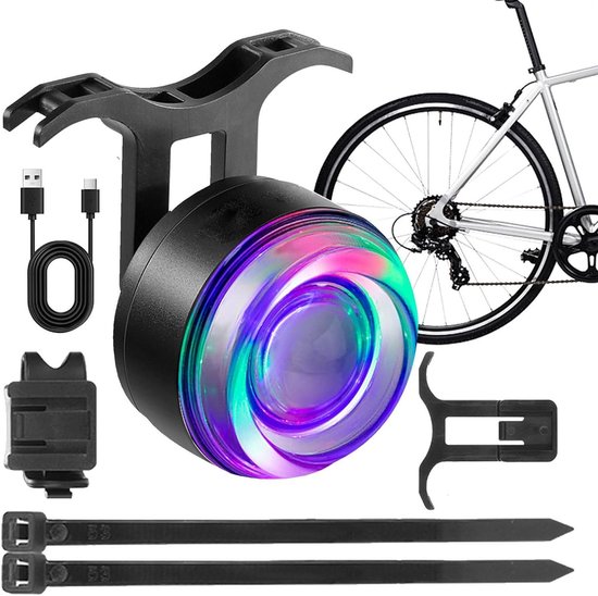 Fietsachterlicht - Fietsverlichting Achter - Veilig Fietsen - Intelligente Sensortechnologie - 4.3 x 2.2 cm - Meerkleurig