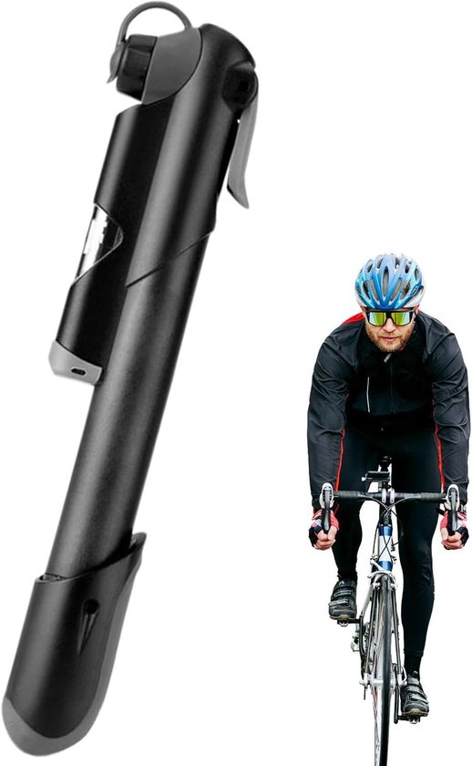 Fietsband Pomp - Lucht Pomp - Banden Oppompen - Met Drukmeter - 18 cm - Zwart