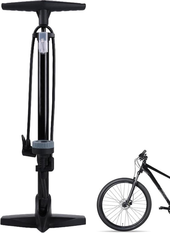 Fietsbandenpomp - Fietspomp Hogedruk - Fietsbanden Oppompen - Met Manometer - 63 cm - Zwart