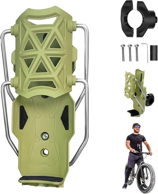 Fietsbekerhouder - 360° draaibaar - Adaptieve fietsbekerhouder - Universeel - Fietsaccessoires - Geschikt voor fietsen, mountainbikes en motorfietsen - Groen - 8,5*16,5 cm - Montagediameter 22-25 mm