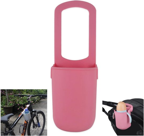 Fietsbekerhouder - Siliconen bekerhouder - Bidonhouder voor op de fiets - Afneembare bidonhouder - Universele draagbare bekerhouder voor buiten - Geschikt voor fietsen - Roze