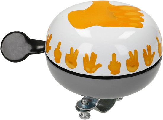 Fietsbel Ding-Dong Widek Emoticon Thumbs Up ø80mm - wit/zwart/geel (op kaart) van Merkloos