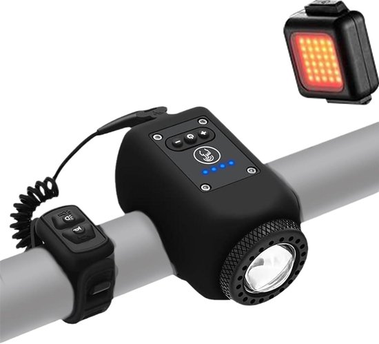 Fietsbel met Licht - Fietsverlichting Fietsaccessoire - Veilig Fietsen - 120 dB Luid Geluid - 250 Lumen - Zwart