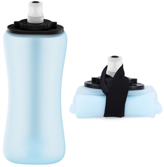 Fietsbidon – 350 ml – 7,3 x 5 x 19 cm – Zachte fles - Soft flask / Draagbare waterzak – Opvouwbare sportfles voor hardlopen en fietsen – Outdoor-waterfles – Ideaal voor marathons of gebruik onderweg