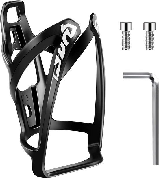 Fietsbidonhouder inclusief 610 ml waterfles (BPA-vrij); lichtgewicht en stevige houder, universeel bruikbaar (inclusief schroeven) voor racefietsen, mountainbikes en stadsfietsen (Zwart-1).