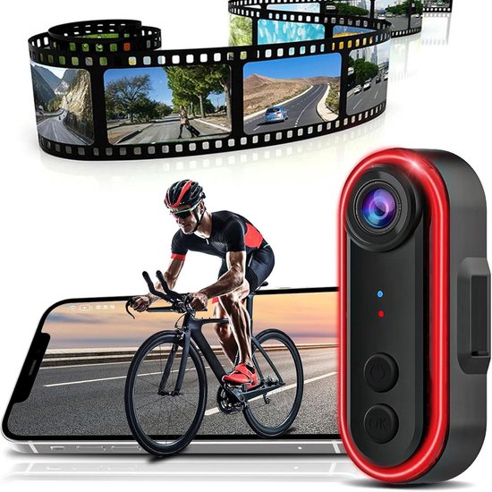 Fietscamera met Achterlicht 1080P - Fiets Achteruitrijcamera - 6 Verlichtingsmodi - Groothoek - Verstelbare Houder - Fietsachterlicht