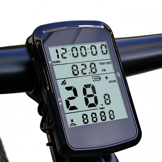 Fietscomputer - Draadloze kilometerteller fiets - Met groot 2.4-inch scherm - 1200mAh - Waterdicht - Met handmatige achtergrondverlichting - Installatie van de strap on - Voor mountainbike en racefiets - Zwart