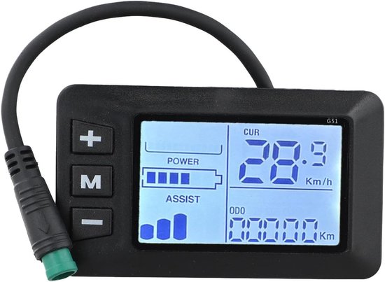 Fietscomputer - Fiets snelheidsmeter - LCD-display - 24V 36V 48V - waterdichte 5-pins interfacekabel - ABS-materiaal - Zwart