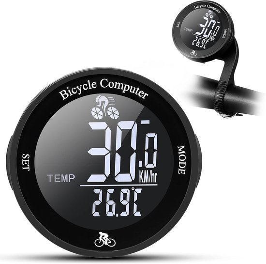 Fietscomputer-kilometerteller fiets-snelheidsmeter fiets-draadloze fietscomputer - Waterdichte fietssnelheidsmeter - Grote LCD-display - Fietscomputer met notebook - Automatische aan/uit fietssnelheidsmeter - Mountainbike-afstandsmeter - Zwart - 6,2 van Merkloos