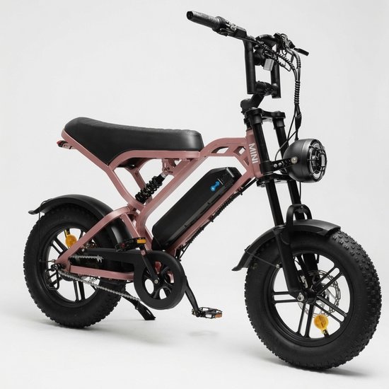 Fietsen & Accessoires Fietsen Elektrische fietsen Elektrische fatbikes V20 Pro Mini Fatbike – Elektrische Fatbike 2025 – 16 Inch – Hydraulische remmen - roze