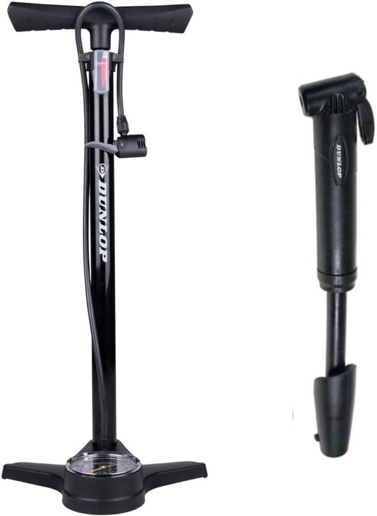 Fietsenpomp Set - Vloerpomp Handpomp - Banden Oppompen - Met Drukmeter - Tot 180 PSI - Zwart