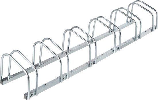 fietsenrek grond - voor 6 fietsen - buiten - staal - zilver