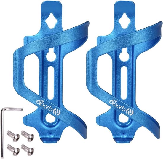 Fietsfleshouder Aluminium - Bidonhouder Fiets - Veilig Fles Vervoeren - Lichtgewicht Sterk Materiaal - 2 Stuks - Blauw