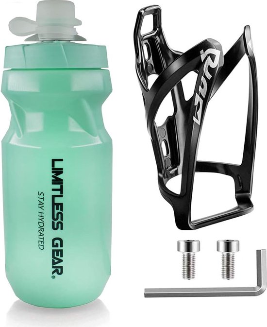 Fietsfleshouder met 21 Oz fietsfles, lichtgewicht fietsbekerhouder met schroeven - BPA-vrije fietsdrinkfles voor fietsen, racefietsen, mountainbikes, elektrische fietsen (groen)