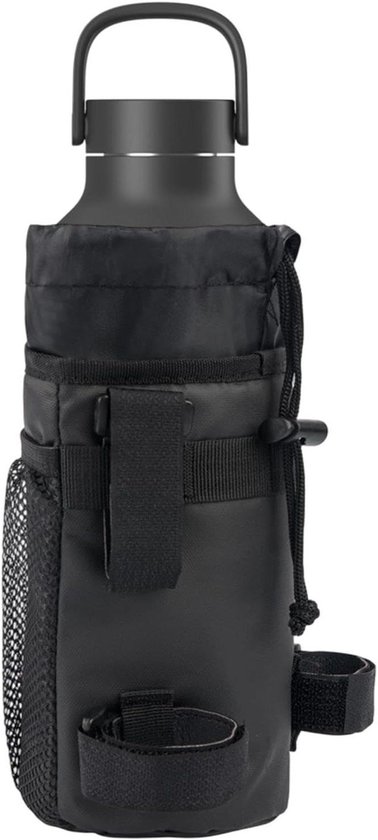Fietsflessenhouder - Fietshouder bidon - Dranken meenemen - Verstelbaar netvak - 26.5 x 18 x 2 cm - Zwart