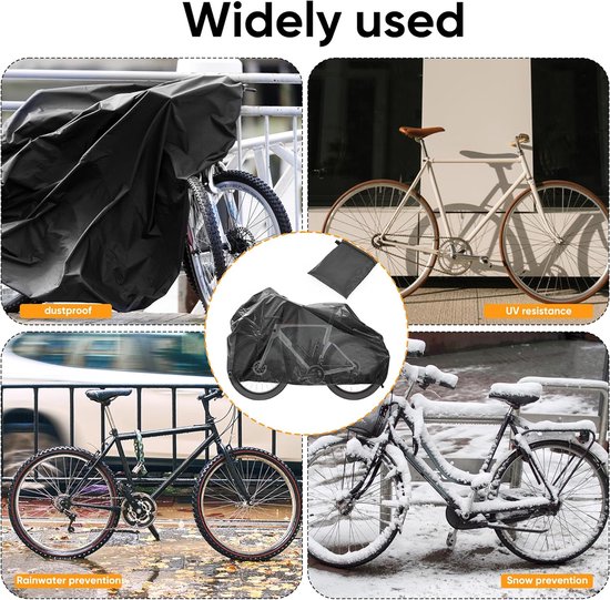 Fietsgarage, 1 stuk zwart 210D Oxford waterdichte fietshoezen, lengte 200 cm, breedte 70 cm, hoogte 110 cm, fietsbeschermhoes, uitgerust met een fietsafdekzeil, opbergtas van Favoto