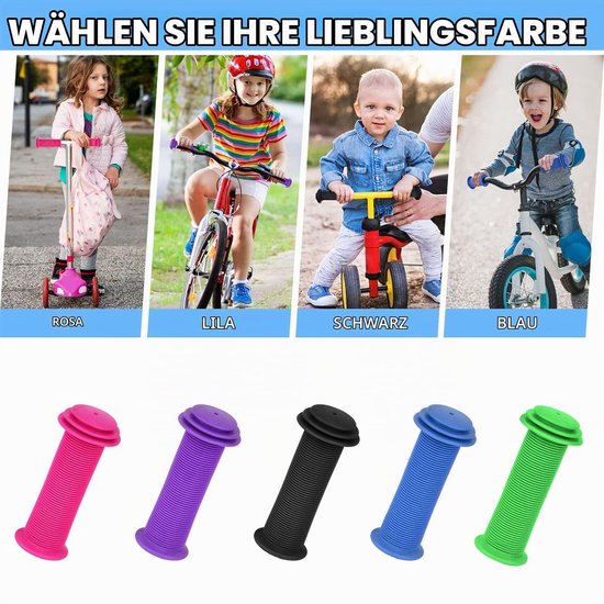 Fietsgrips voor Kinderen, 22 mm Handgrepen voor Fietsen, Roller en Laufrad (Blauw)