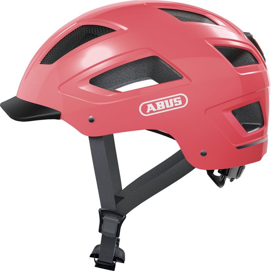 Fietshelm ABUS HYBAN 2.0 living coral M - 52-58 cm - pink - Geschikt voor gebruik op elektrische fietsen - stadsfietsen - 400 g