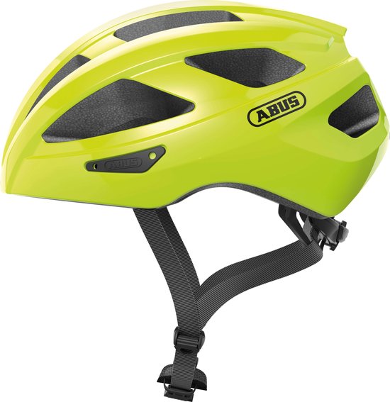Fietshelm ABUS MACATOR signal yellow M - 52-58 cm - geel - Geschikt voor gebruik op elektrische fietsen - stadsfietsen - 300 g