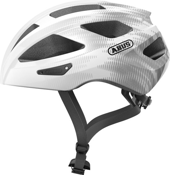 Fietshelm ABUS MACATOR white silver L - 58-62 cm - wit - Geschikt voor gebruik op elektrische fietsen - stadsfietsen - 360 g