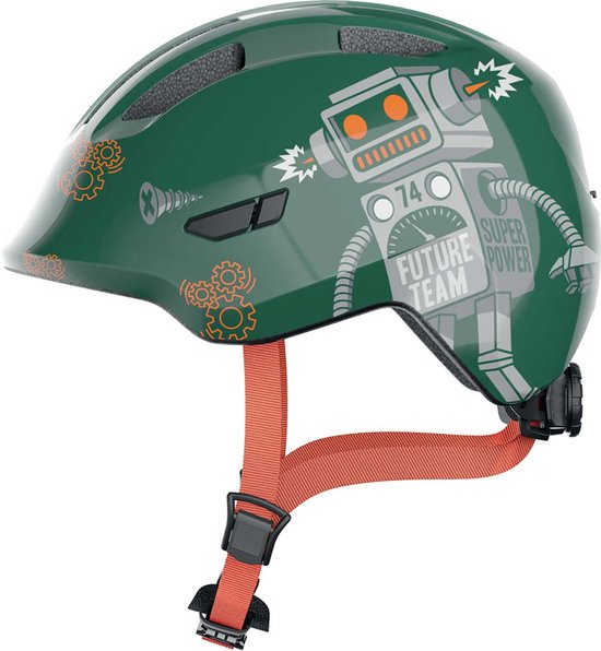 Fietshelm ABUS SMILEY 3.0 green robo S - 45-50 cm - grijs - Geschikt voor gebruik op kinderfietsen - 220 g