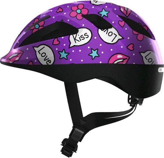 Fietshelm ABUS SMOOTY 2.0 purple kisses M - 50-55 cm - pink - Geschikt voor gebruik op kinderfietsen - 220 g