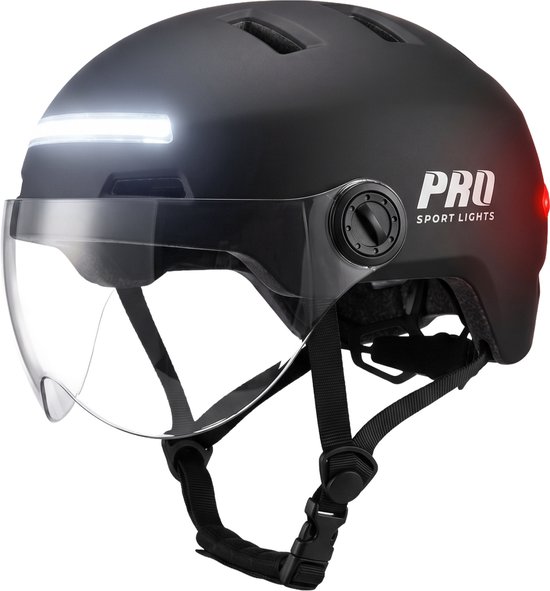 Fietshelm Dames Heren Clearview Helm vizieren & verlichting Fiets E-bike Speed Pedelec NTA 8776 Medium Zwart