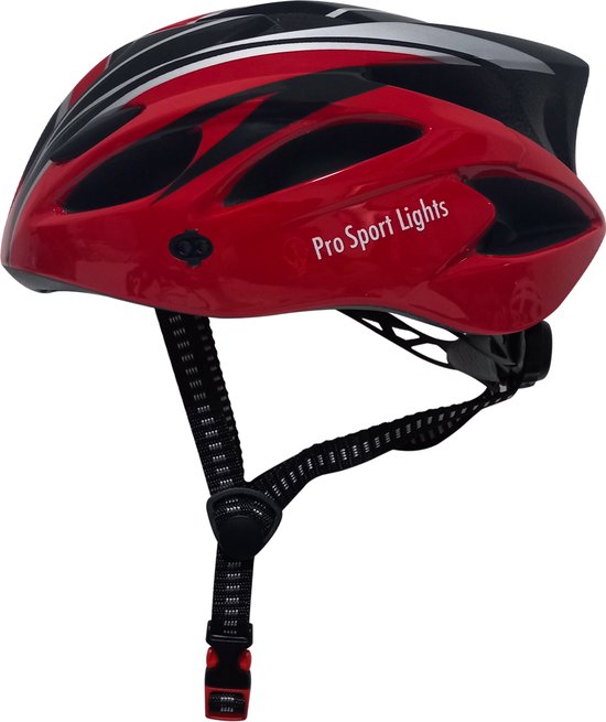 Fietshelm Dames Heren Pro Sport Lights - Large 58/62cm - Zwart/Rood