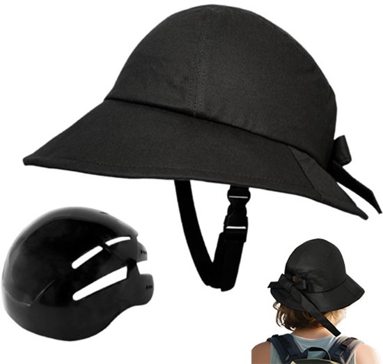 Fietshelm – Fietshelm voor volwassenen – Fietshelm met vizier -Helm in petstijl – fietshelm meisjes-Damesfietshelm - Hoofdomtrek 58–60 cm – Verdikte EVA-dempingslaag – Geschikt voor buitenactiviteiten dagelijks gebruik – zwart