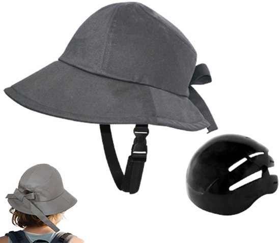 Fietshelm – Fietshelm voor volwassenen – Helm in petstijl – Hoofdomtrek 58–60 cm – Verdikte EVA-dempingslaag – Geschikt voor buitenactiviteiten dagelijks gebruik – Donkergrijs