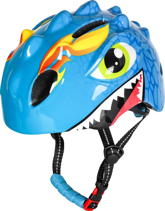 Fietshelm Kinderen jongens Blauw - Kinderhelm Dino XS 46/51cm - Kind tot 10 Jaar van Merkloos