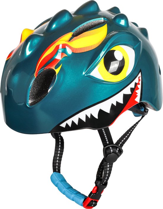 Fietshelm Kinderen jongens Groen - Kinderhelm Dino XS 46/51cm - Kinderfietshelm Jongens van Merkloos