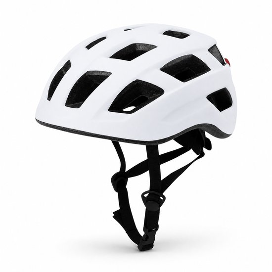 Fietshelm met LED-verlichting - Volwassenen - Verstelbaar - Maat L 58-62 cm - Mat wit