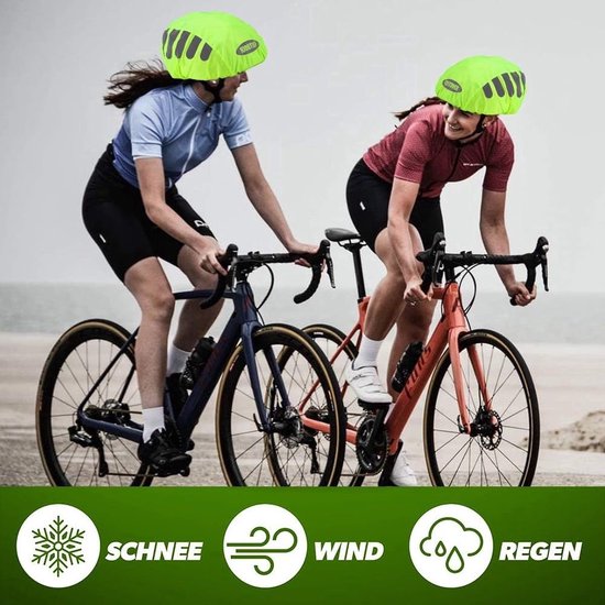 Fietshelm regenbescherming met waterdichte hoes - 2 stuks - Reflecterende helmhoes voor fiets - Beschermt tegen regen - Roze en Groen van Merkloos