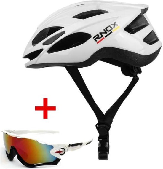 Fietshelm Volwassenen - Mountainbike helm - Wielrennen - Wit - Inclusief gratis bril - MTB - Maat L 55 / 61