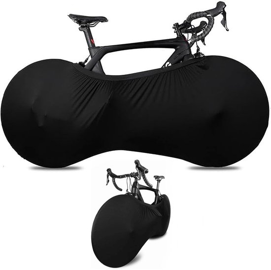Fietshoes - fietshoes voor 1 fiets waterdicht-fiets hoes-2 artikelen Binnen- en buitenstofhoes, rekbaar, wasbaar, beschermhoes - Geschikt voor alle mountainbikes, racefietsen - Zwart - 150 x 60 x 70 cm van Queta