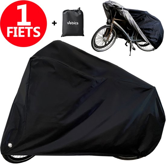 Fietshoes voor 1 Fiets Waterdicht - Fietsbeschermhoes - Fietscover - Fiets hoes Elektrische fiets - Fietszeil Universeel - Vebics - Zwart - Beschermhoes fiets - 2 jaar garantie - Incl. opberghoes van Vebics