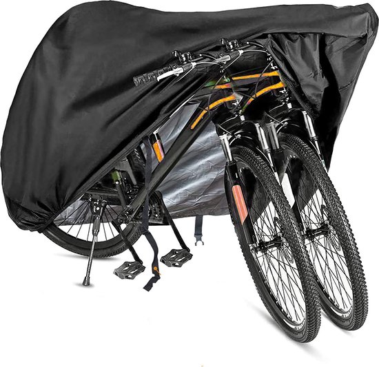 Fietshoes voor 2 Fietsen Waterafstotend - Zwart - Universeel - Fietsbeschermhoes met Elastiek en Aantrekkoort van Benson